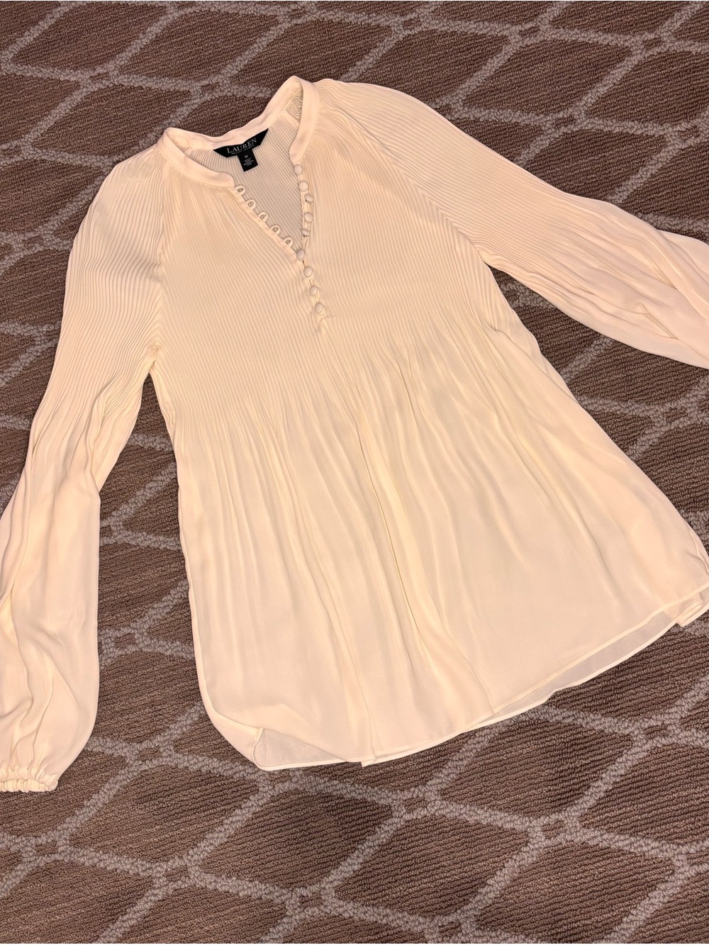 Ralph Lauren Lafayette 148 New York Ivory Pleated Button-Front Blouse NWOT